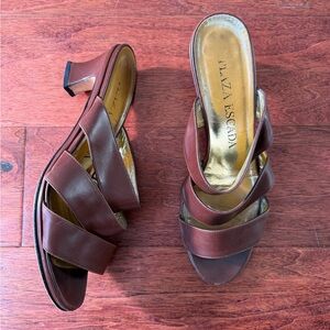 Vintage Plaza Escada Women's Brown Heeled Sandals